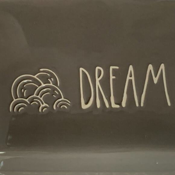 Rae Dunn Gray Pencil and Business Card Holder with DREAM Rainbow Detail 4 3/4"H - Picture 6 of 10